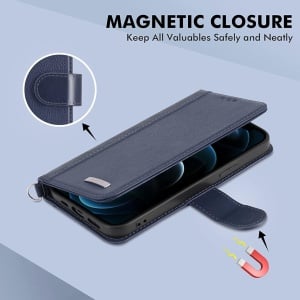 Husa de protectie flip pentru Wiko T10 5G Lairtte, piele PU/TPU, albastru inchis, 6,5 inchi