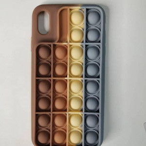 Husa de protectie iPhone 7 Plus/8 Plus 2020 Pop it, silicon,  maro/galben/albastru, 4.7 inchi