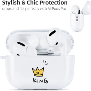 Husa de protectie pentru Airpods Pro 2 2022 Akabeila, silicon/metal, alb/galben/negru, 6,4 x 4,8 x 2,5 cm