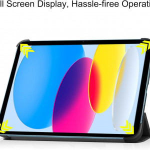 Husa de protectie  pentru iPad A 10-a generatie Fitudoos, piele PU, negru, 10,9 inchi