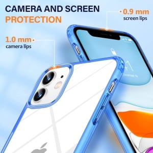 Husa de protectie pentru iPhone 11 Vakoo, TPU/PC, transparent/albastru, 6,1 inchi