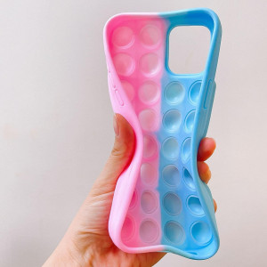 Husa de protectie pentru iPhone 12/12 Pro Pop it KinderPub, silicon, albastru/roz, 6.1 inchi - Img 6