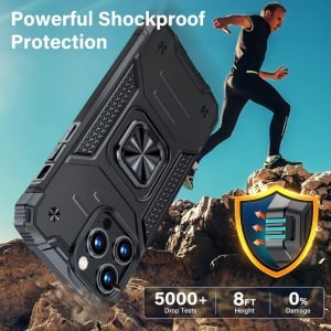 Husa de protectie pentru iPhone 13 Pro Vakoo, policarbonat/TPU, negru/argintiu, 6,1 inchi