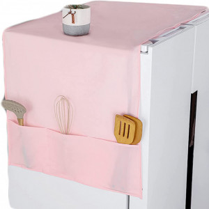 Husa impotriva prafului pentru frigider cu buzunare de depozitare Generic, PEVA, roz, 170 x 60 cm - Img 1