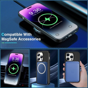 Husa magnetica pentru iPhone 14 MAX UNDEUX, piele PU, negru, 6,7 inchi - Img 6