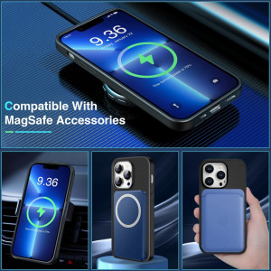 Husa magnetica pentru iPhone 14 Pro Max UNDEUX, piele PU, negru, 6,7 inchi - Img 6