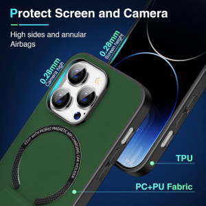 Husa magnetica pentru iPhone 14 UNDEUX, piele PU, verde, 6,1 inchi - Img 2