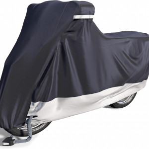 Husa pentru motocicleta VELMIA, poliester, negru/gri, marilea L, 230 X 100 X 125 cm - Img 1