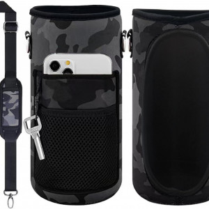 Husa pentru sticla de apa si telefon Winwild, plastic/textil, negru/gri, 23,4 x 10,9 cm