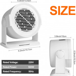 Incalzitor cu ventilator BINOTHINK, alb, 15,7 x 16,5 x 10 cm, 500W - Img 3