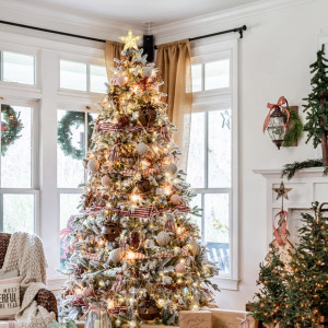 Instalatie si stea pentru bradul de Craciun Salcar, LED, alb cald, 150 cm - Img 7