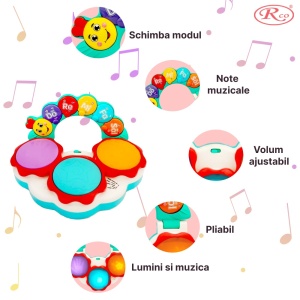 Jucarie Interactiva Muzicala cu functii si lumini, mini toba Omiduta RCO, 26x24x6 cm, +12 luni, WW7015 - Img 5