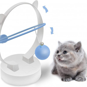 Jucarie interactiva pentru pisici Chinberski, plastic, alb/albastru, 16 x 11,4 x 21 cm