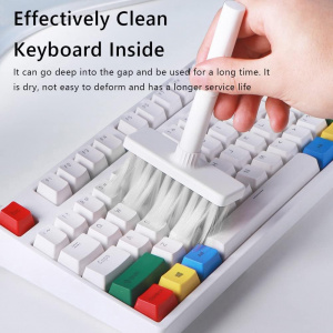 Kit 5 in 1 pentru curatare tastatura/casti Bloook, plastic/burete/nailon, alb