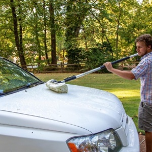 Kit de curatare auto DOCA, tija telescopica si 5 accesorii, aluminiu/microfibra, galben/argintiu - Img 2