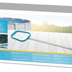 Kit de curatare piscina, PVC/metal, alb/albastru, 239 cm