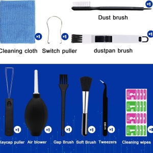 Kit pentru curatarea tastaturii Aocii, nailon/plastic, multicolor, 17 piese