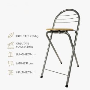 Kiwari Dion set masa + 2 scaune, MDF/metal, masa 120x40x78cm 14.2kg + scaune 37x47x78cm 2.65kg, capacitate masa 30kg/scaun 100kg, fag natural/negru - Verificat A · Re-Bloom - Img 5