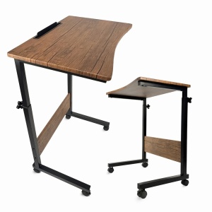 Kiwari Trek birou mobil, MDF/metal, suporta 30kg, 60x40x95cm, Maro/Negru - Verificat A · Re-Bloom