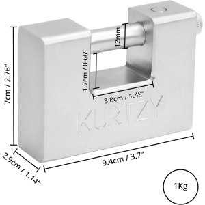 Kurtzy set 2 lacate otel calit, 9.4x2.9x7cm, zavat Ø12mm, 1kg/lacat, 5 chei/lacat, gri - Verificat A · Re-Bloom - Img 2
