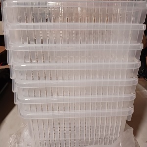 Kurtzy set 8 organizatoare frigider/bucatarie, plastic fara BPA transparent, 27x13x13 cm (lungime totala 32cm cu maner), stivuibile - Verificat A · Re-Bloom - Img 5