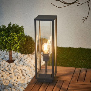 Lampa pentru gradina Annalea, aluminiu/sticla, gri grafit, 14 x 14 x 50 cm - Img 7