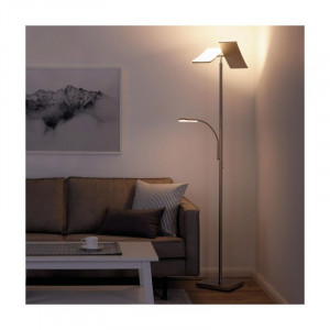 Lampadar Ruben, LED, dimmer tactil, acril/ metal, alb/ argintiu, 61 x 182 x 62 cm