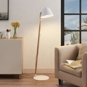 Lampadar Tetja, lemn/metal, natur/alb, 30 x 128 cm - Img 8
