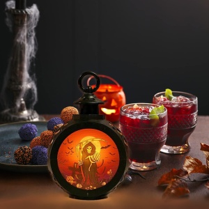 Lanterna cu LED cu lumina de noapte pentru Halloween XINNIAN, plastic, negru/portocaliu, 12 x 8,5 cm