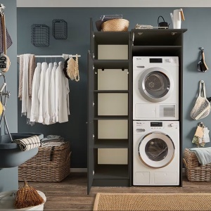 Laundreezy dulap superior baie 50x38x68 cm, 1 usa, PAL foliat antracit, compartiment 46x34x64 cm - Verificat A · Re-Bloom - Img 3