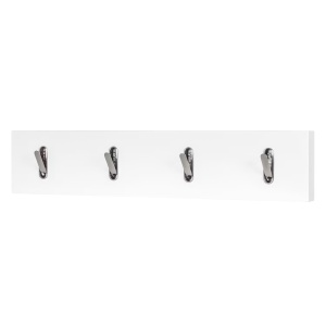 Lindholm cuier de perete 76x15x3.6 cm, 4 carlige crom, panou MDF melamina alb, rezistent la zgarieturi - Verificat A · Re-Bloom