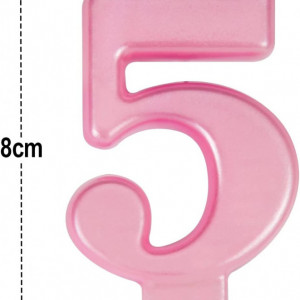 Lumanare pentru tort Uvtqssp, cifra 5, ceara, roz, 8 cm - Img 5