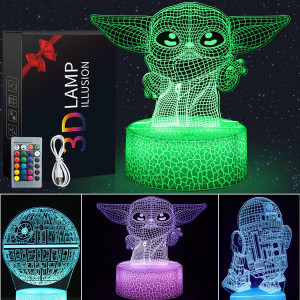 Lumina de noapte 3D pentru copii Likohee, LED, RGB, acril, 15 x 13,5 cm