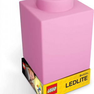 Lumina de noapte in forma de LEGO IQ, silicon, roz, 7,6 x 7,6 x 11,5 cm - Img 1