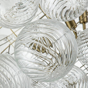 Lustra tip pendul Annachristina, 8 lumini, metal/sticla, alama/transparent, 83 x 69 x 100 cm