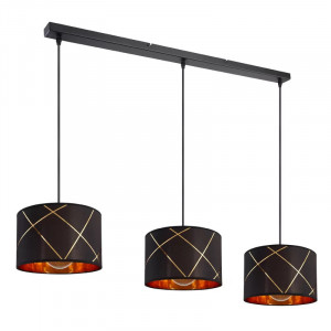 Lustra tip pendul Ardella, 3 lumini, metal. negru/auriu, 140 x 25 x 110 cm