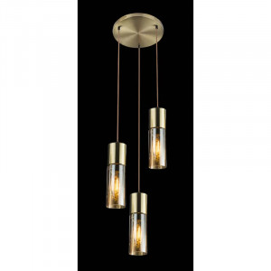Lustra tip pendul Benevides, 3 lumini, metal/sticla, maro/auriu, 30 x 30 x 150 cm
