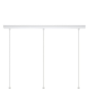 Lustra tip pendul Carlton, 3 lumini, metal, alb/auriu, 80,5 x 110 cm