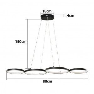 Lustra tip pendul Cermenho, LED, aluminiu/acril, negru, 88 x 32 x 150 cm