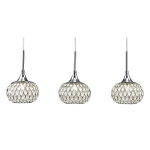 Lustra pendul Chelsie cu 3 lumini crom lucios si abajururi sticla transparenta, design modern reglabil inaltime 25-150cm