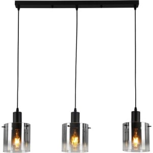 Lustra tip pendul Christiano, 3 lumini, metal/sticla, negru, 80 x 15 x 120 cm