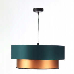 Lustra tip pendul Concept, metal/textil, verde inchis/negru/auriu, 60 x 60 x 102 cm