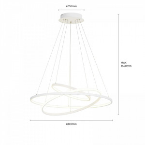 Lustra tip pendul Ezana, LED, metal/plastic, alb, 80 x 150 cm - Img 3