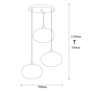 Lustra tip pendul Fairy, 3 lumini, metal/sticla, auriu/negru, 50 x 33-113 cm