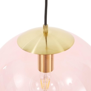 Lustra tip pendul Westwing Bao, metal/sticla, roz/auriu, 35 x 150 cm