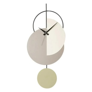 Madeco ceas decorativ de perete, metal 100% grosime 1.5mm, 68x31 cm, diametru 68 cm, mecanism silentios, pictat manual, gri - Verificat A · Re-Bloom
