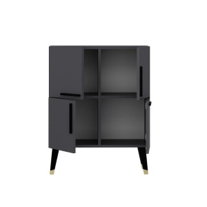 Makro comoda 70x35x90 cm, PAL, 4 usi, picioare metal, antracit si negru - Verificat A · Re-Bloom - Img 3