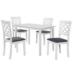 Masa bucatarie si dining Drimus Bali, blat MDF, picioare lemn, dreptunghiulara, 112x72x74 cm, alb - Img 4
