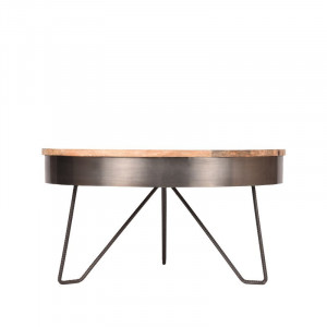 Masa de cafea Morrison, lemn masiv/metal, maro/negru, 43 x 80 x 80 cm - Img 2