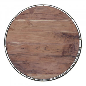 Masa de cafea Schaumburg, lemn masiv/metal, maro/negru, 36 x 74 x 74 cm - Img 2